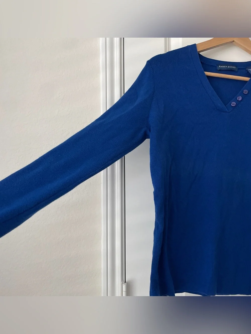 Karen Scott Royal Blue V-Neck Pullover Sweater